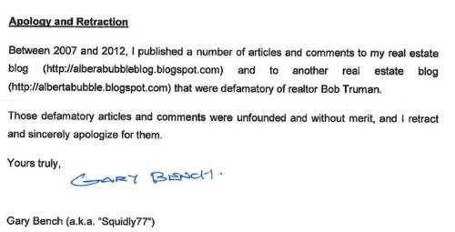 Apology from Gary Bench